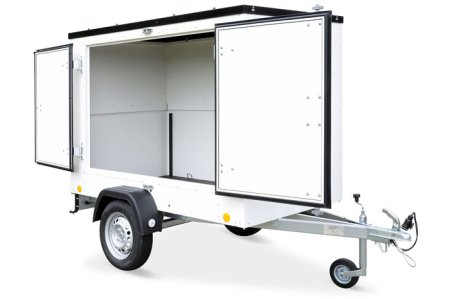 Kleiner Kofferanhänger mit Doppelflügeltür auf der rechten Seite